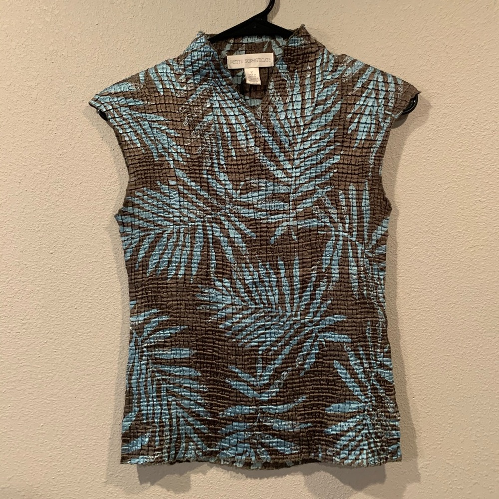Petite Sophisticate Sleeveless Blouse Tropical Top